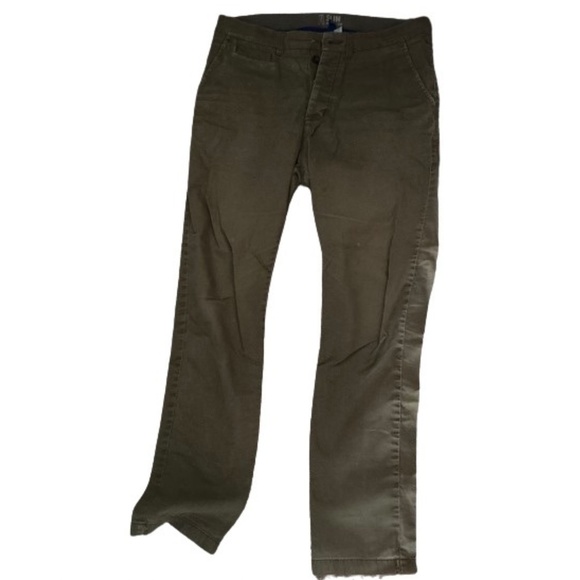 Divided Other - Divided Slim Low Waist Pants, Men's 32W, Olive Green, Distressed